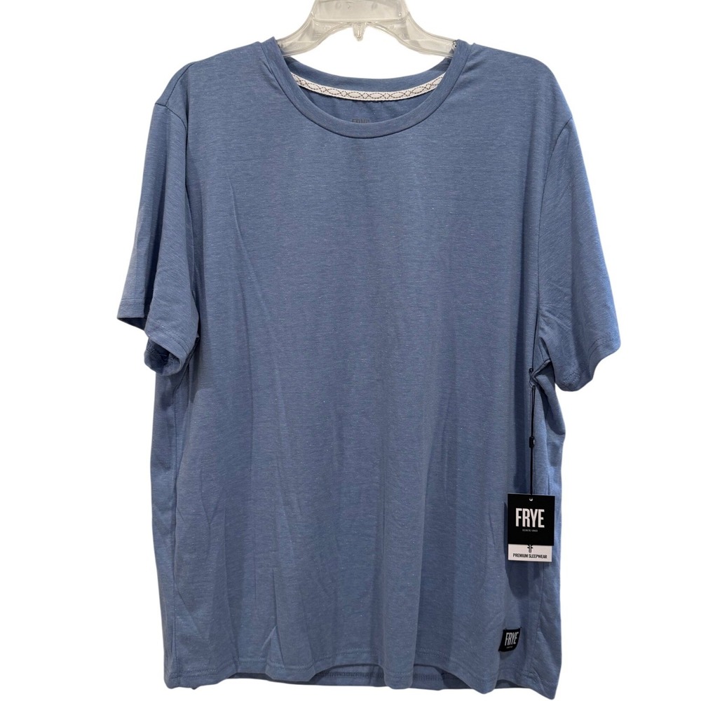 Frye Mens Silky Short Sleeve Sleep Shirt Blue Heathered Lounge Top Mens XL
